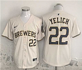 Men's Milwaukee Brewers #22 Christian Yelich Cream Home Limited Stitched Jersey,baseball caps,new era cap wholesale,wholesale hats